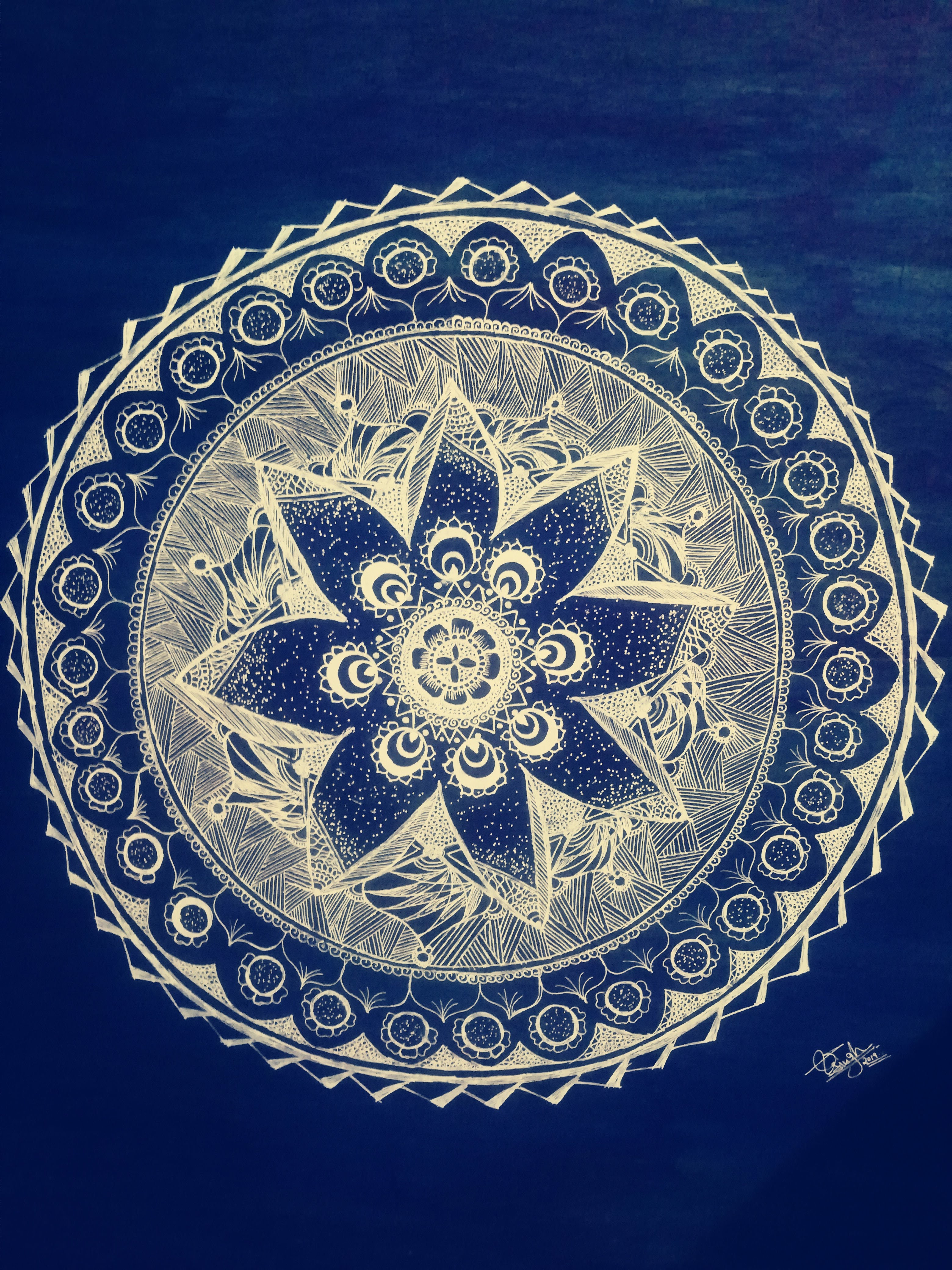 Original hand-painted artwork displayed on a styled wall